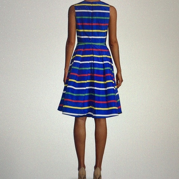 HBC Stripes Signature Multi-stripe Navy Sleeveless Midi Dress 👗 🎉 - Picture 4 of 8
